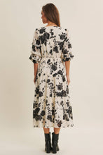 Dreamy Jacquard Floral Midi Dress w/ Statement Sleave