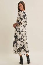 Dreamy Jacquard Floral Midi Dress w/ Statement Sleave