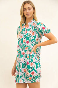 Short Sleeve Tiered Floral Print Dress