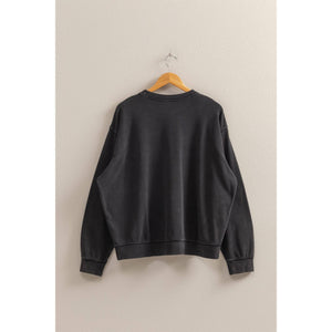 Drop Shoulders Relaxed Crew Neck Sweatshirt: SUNFLOWER