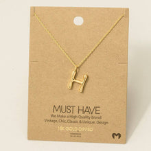 Gold Dipped Bubble Letter Pendant Necklace: H