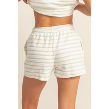 DZ25C100-Striped Drawstring Waist Shorts: BLACK/CREAM / S-M-L(2-2-2)