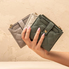 WL2228 Melody Quilted Zip Top Wallet: Khaki