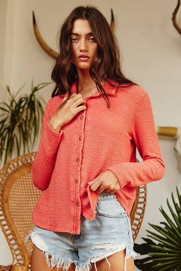 Washed Solid Textured Knit Shirt