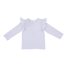 White L/S Ruffle Tee