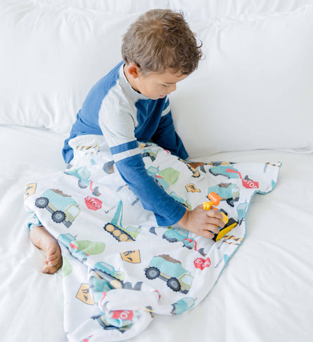 Toddler Minky Blanket - Construction Trucks