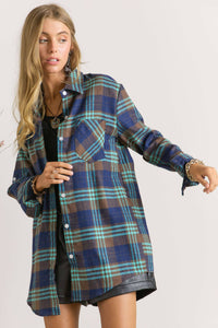 Button Down Plaid Shirt - Blue