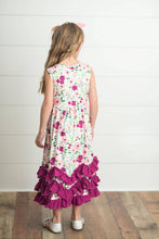 Kids Plum Floral 3 Ruffle Spring Summer Dress
