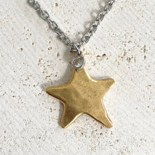 Non-Tarnishing Celestial Mix-Metal Star Necklace: Silver