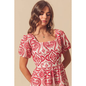 Eyelet Floral Lace A Line Brunch Boho Dress