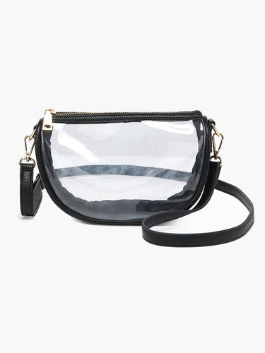 Peyton Clear Banana Crossbody Bag: Black
