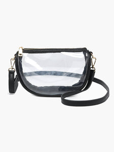 Peyton Clear Banana Crossbody Bag: Black