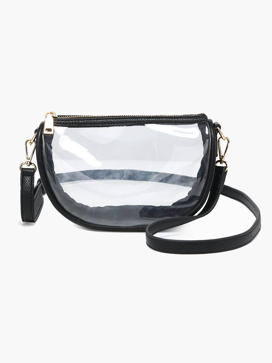 Peyton Clear Banana Crossbody Bag: Black