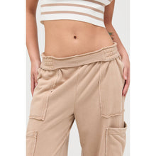 Mineral Wash Wide Leg Cargo Pants: DARK TAUPE