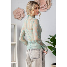 Lace Long Sleeve See Through Top: Sage / M