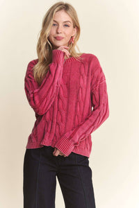 Mineral Washed Cable Knit Sweater