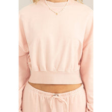 Mock Neck Cropped Sweatshirt - Dusty Pink