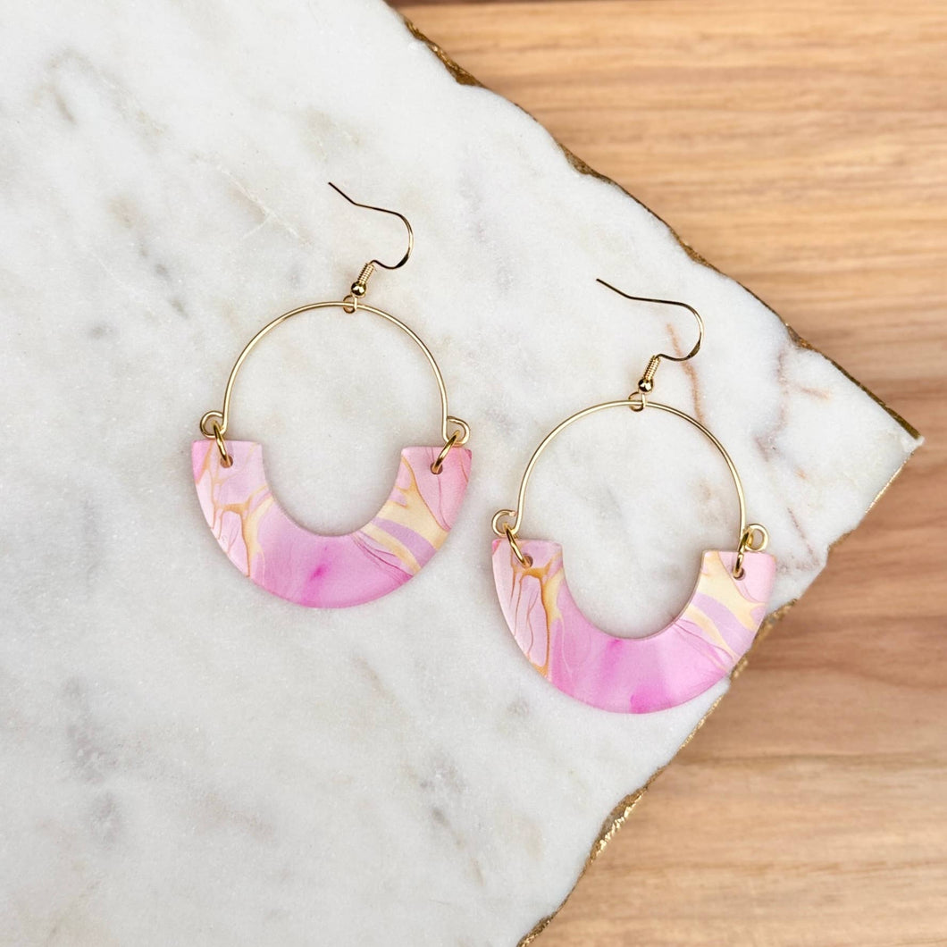 Remix Hoops - Pink Geode - Acrylic Earrings