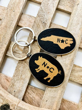 NC Map Leather + Metal Keychain