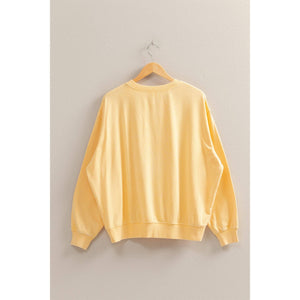 Drop Shoulders Relaxed Crew Neck Sweatshirt: SUNFLOWER