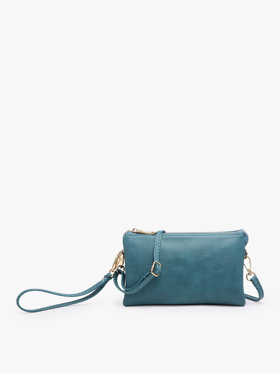 Riley Monogrammable 3 Compartment Crossbody/Wristlet: Dark Teal