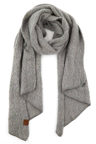 C.C Whipstitched Edging Bias Cut Scarf LIGHT GRAY