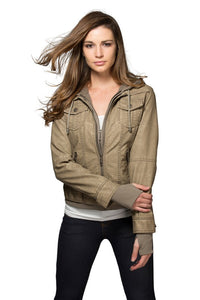 Girl Next Door Vegan Leather Hooded Jacket