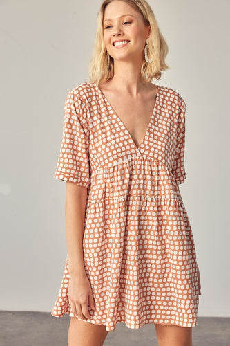 Overlap w/ Tassel Strap Polka Dot Dress