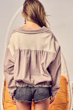 Casual Loose Fit French Terry Top TAUPE