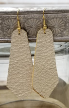 Matte Gold Textured Oblong Diamond Leather Earrings