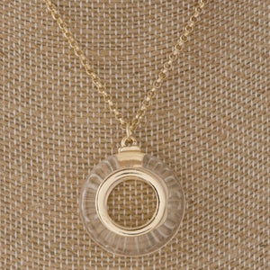 Short Gold Tone Necklace w/ Acetate Pendant
