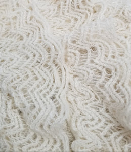 Knitted Ruffle Detail 4-Layer Scalloped Fringe Scarf (Ivory)