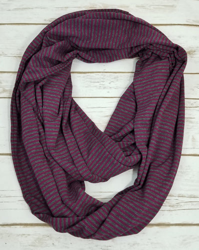 Striped Cotton Infinity Scarf (Byzantine/Stone)