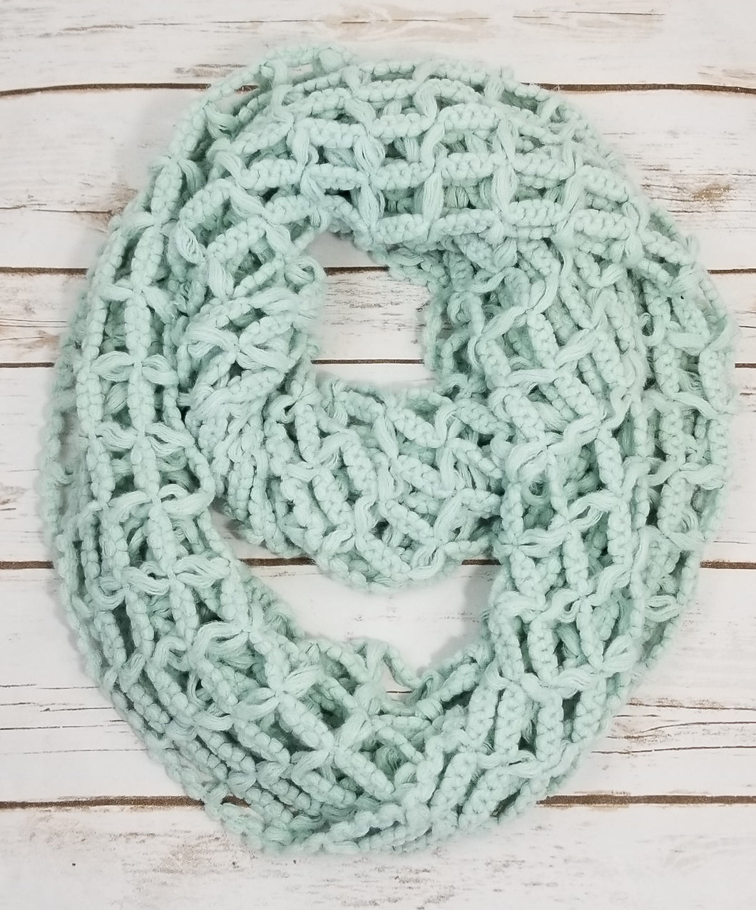 Square Open Knit Infinity Scarf - MINT
