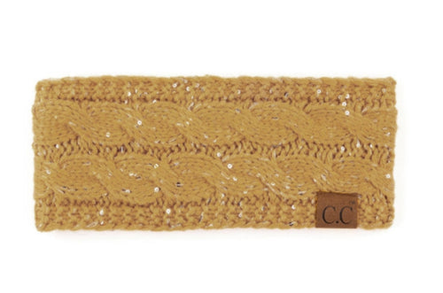 *P3 Deal* Cable Knit CC Head Wrap w/ Sequins (Mustard)