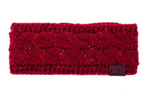 *P3 Deal* Cable Knit CC Head Wrap w/ Sequins (Red)