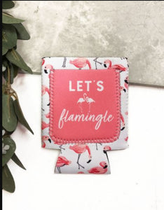 Peachy Keen "Let's Flamingle" Flamingo Koozie