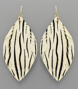 Tiger Leather Earrings (White/Black)