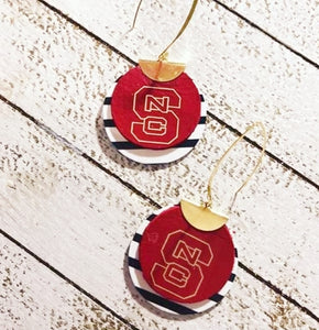Double Layer Team Spirit Leather Earrings (NC State Wolfpack)