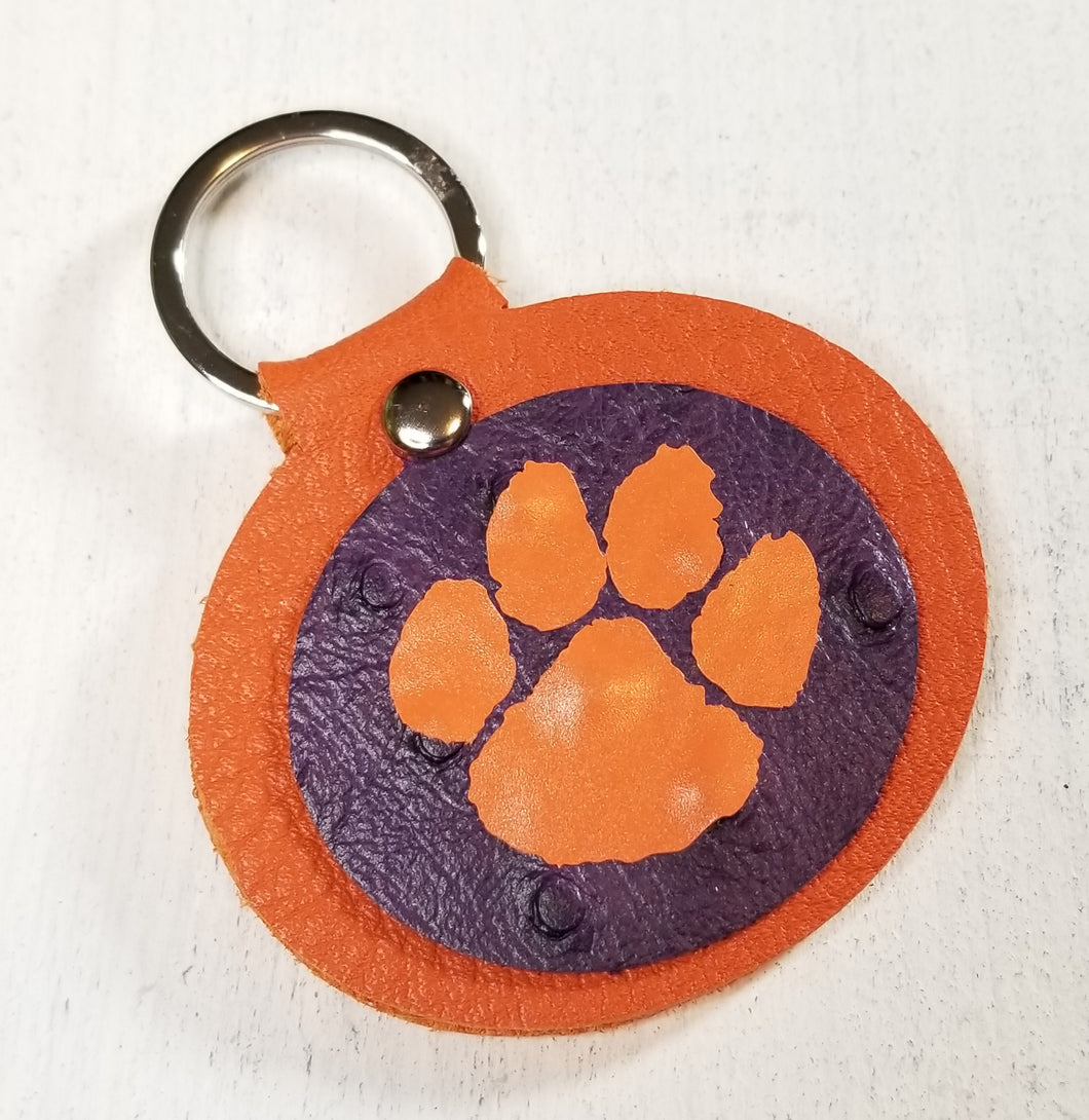 Double Layer Leather Keychain (Clemson Tigers)