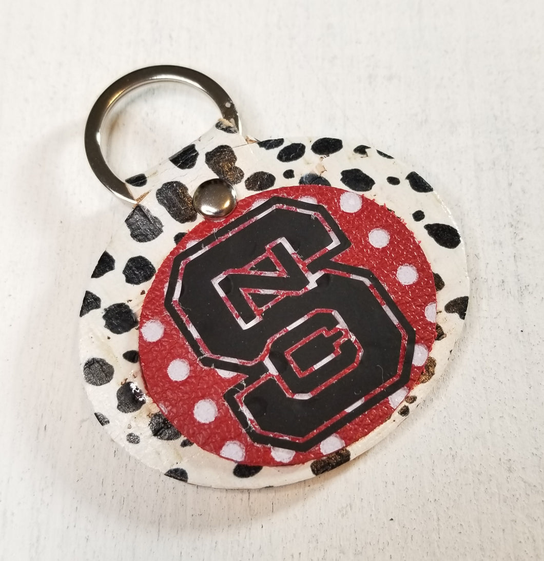 Double Layer Leather Keychain (NC State Wolfpack)