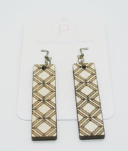 PP Rectangle Plaid Engraved Earrings