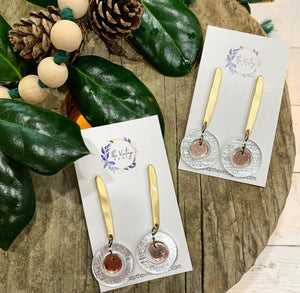 TVB Silver and Gold Drops Earrings