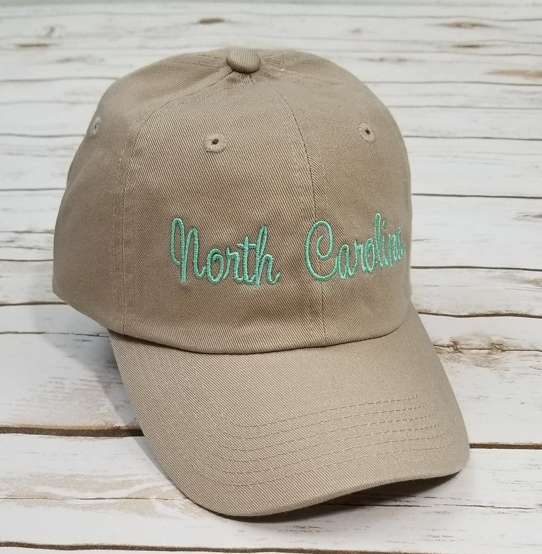 *FINAL SALE* North Carolina Baseball Cap (Tan/Aqua)
