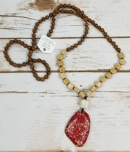Long Natural Red Stone Pendant Necklace