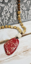 Long Natural Red Stone Pendant Necklace