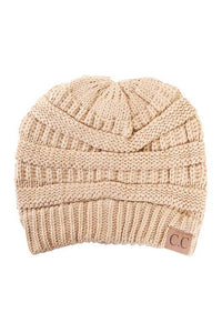 C.C Ribbed Knit Solid Color Beanie CAMEL