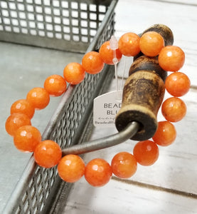 Orange Textured Glass Beaded Bracelet