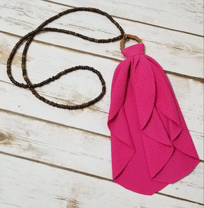Hot Pink Tie Tassel Necklace