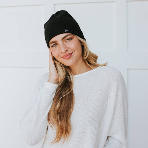 Rolled Edge Cashmere Beanie BLACK